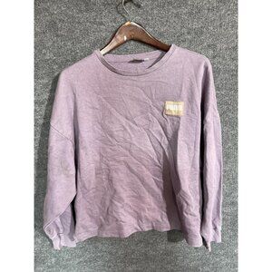 PUMA Sweatshirt Womens Large Purple Fleece Crewneck Pullover Logo Relaxed Fit
